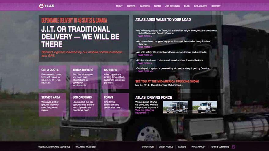 Atlas Trucking Website design